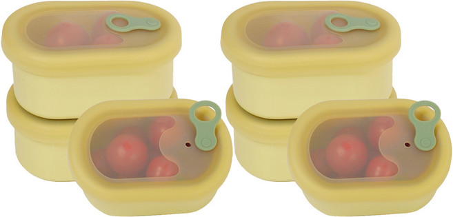 파미레 실리콘 반투명 스팀홀 타원 용기 라임, 6개, 200ml