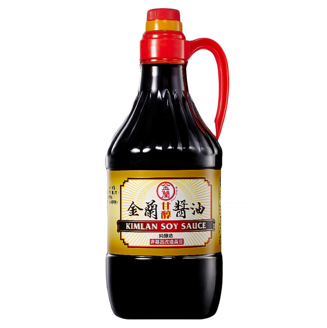 KIMLAN 金蘭 甘醇醬油 非基因改造黃豆 無添加味精和防腐劑 適用於滷、炒、沾、拌, 1.5L, 1瓶