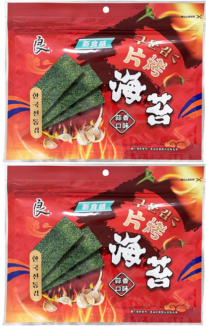 良澔 片烤海苔 蒜香, 2包, 32g