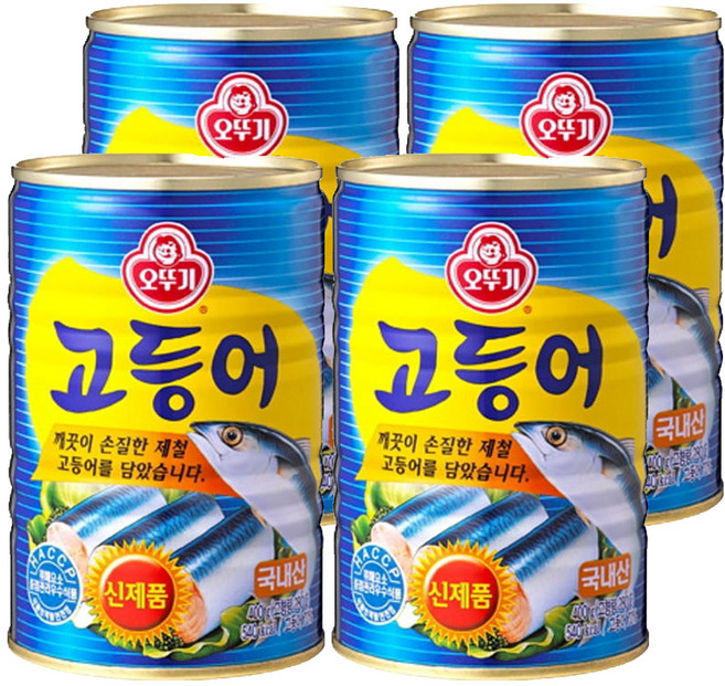 오뚜기 고등어 통조림, 4개, 400g