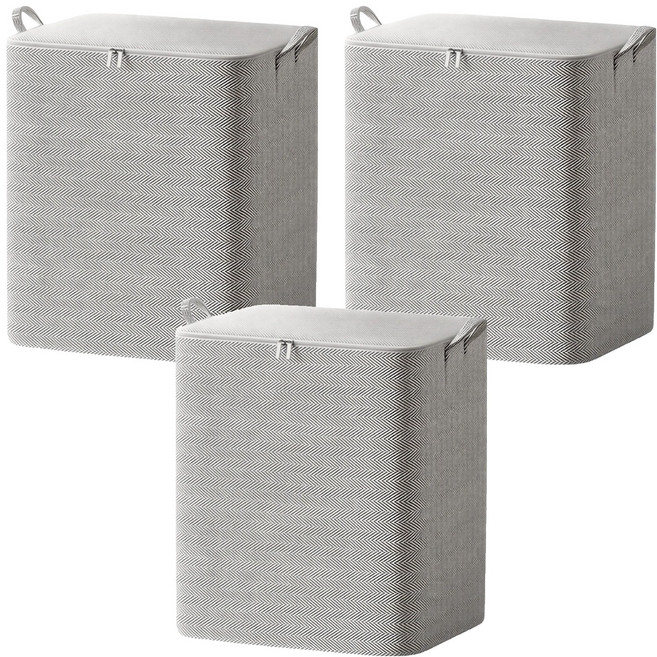 沐也 衣物收納袋 220L, 灰白色, 3個