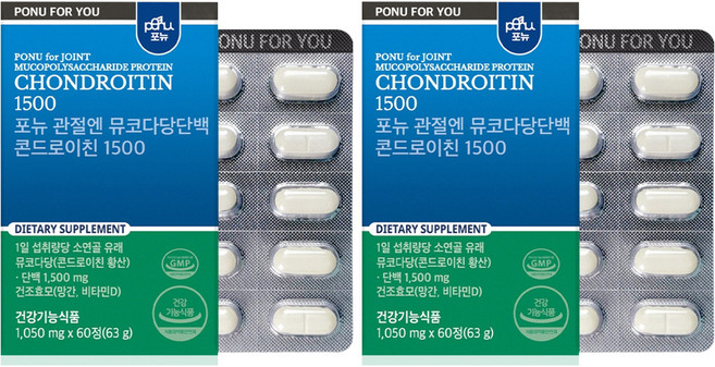 포뉴 관절엔 뮤코다당단백 콘드로이친 1500, 2개, 60정