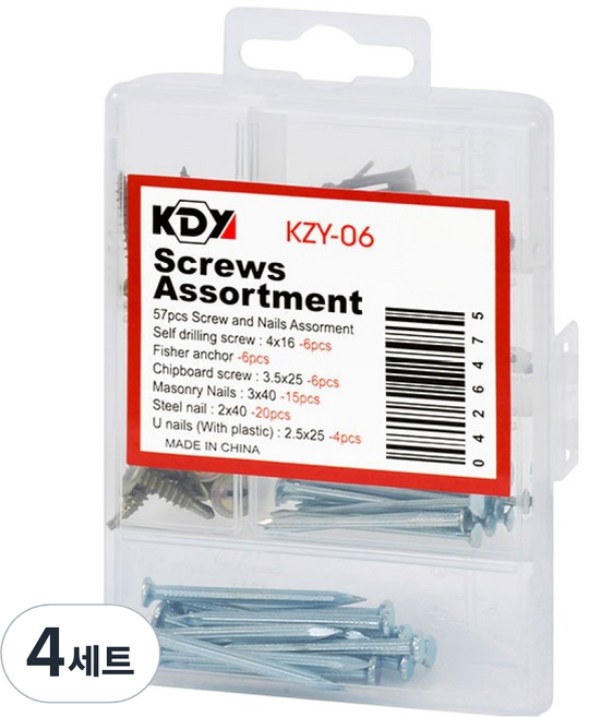 케이디와이 나사못 세트 KZY-06, 4세트