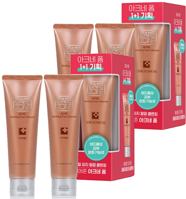 케어존 아크네 클래리파잉 폼 클렌저 더블기획, 130ml, 4개
