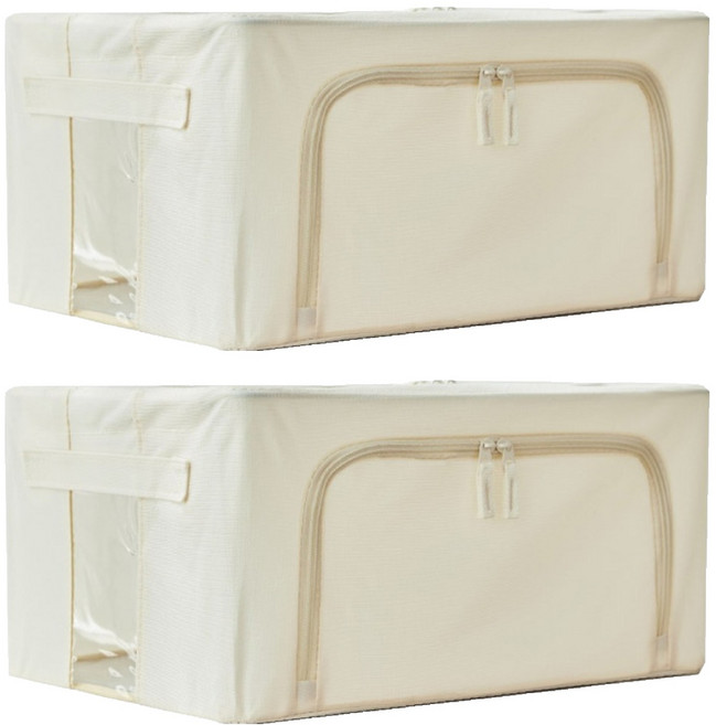 리브맘 홈 대용량 프리미엄 모던 리빙박스, 아이보리, 2개