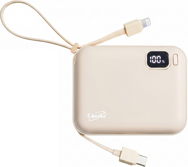 E-books B100 自帶雙線數顯四輸出20W快充版行動電源, E-PCB271, 奶茶色