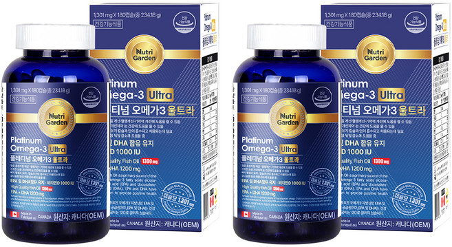 뉴트리가든 플레티넘 오메가3 울트라, 180정, 2개