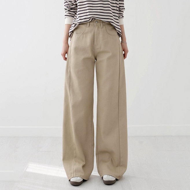 앤드스타일 여성용 롱/기본/숏 기장 트윌코튼 절개 와이드 팬츠 265136
