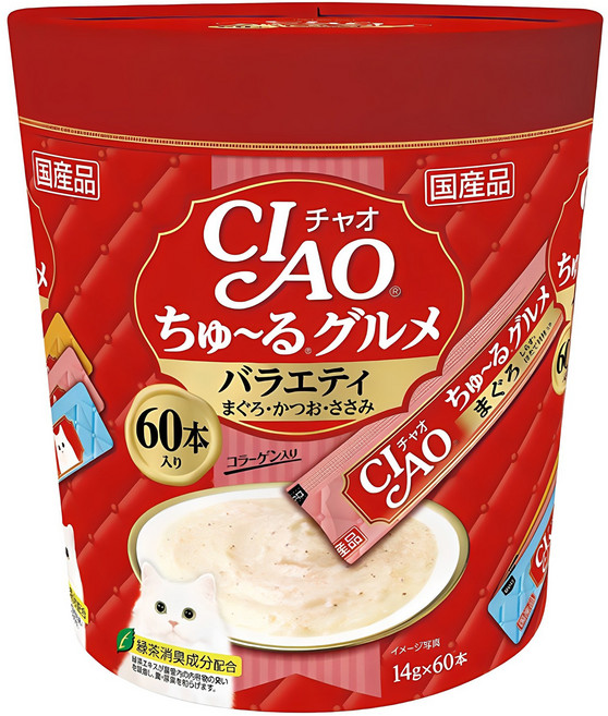 챠오츄르 고양이 구루메 버라이어티 간식 60p, 혼합맛(참치/가다랑어/닭가슴살), 840g, 1개