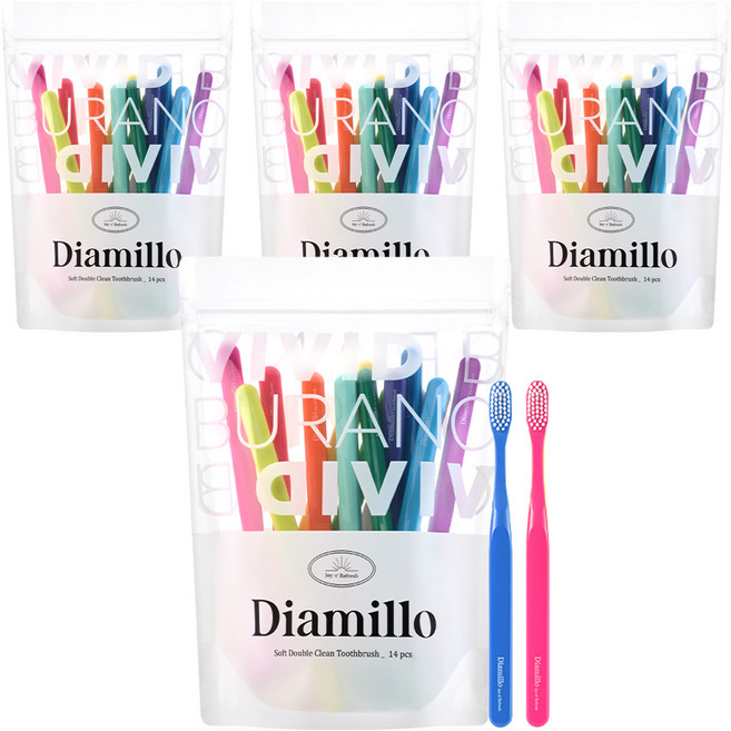 디아밀로 소프트 더블 클린 칫솔 14종 세트, 4세트, 14개입
