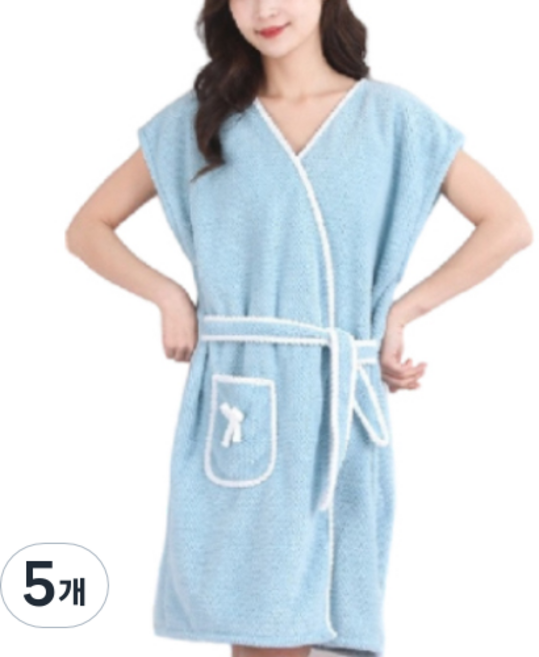 원이네 여성용 심플한 가운 면사, 스카이블루, 5개