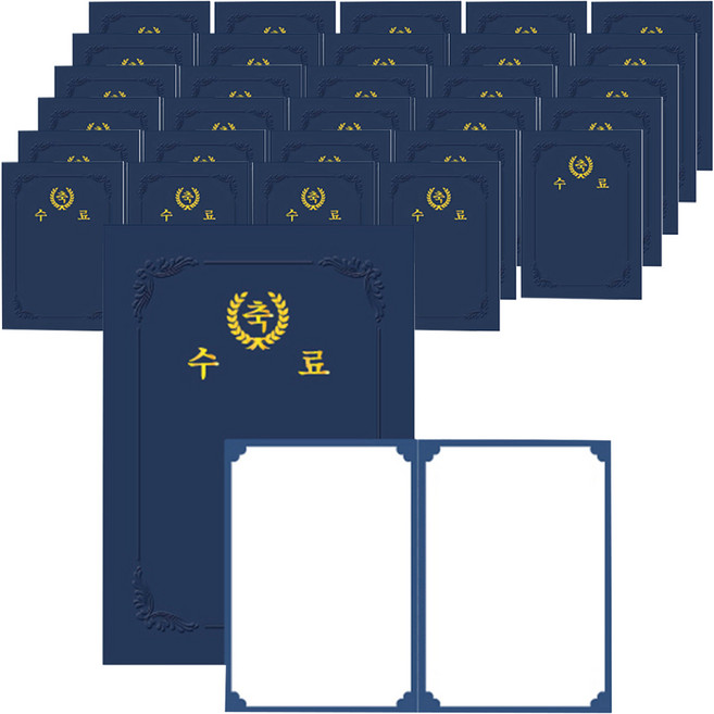 우진 축수료 끼움식고급형 종이상장케이스 350g 22.4 x 31 cm, 청색, 30개입