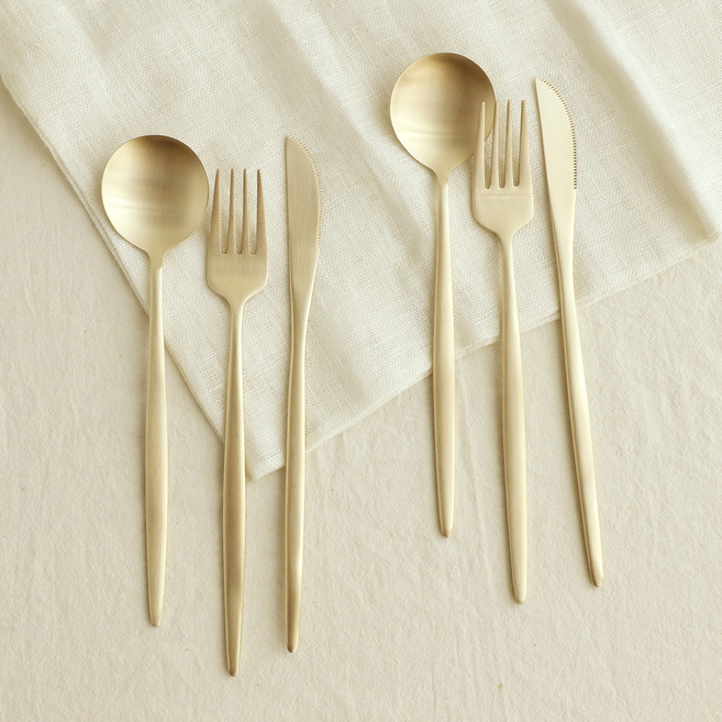 놋향 방짜유기 로얄 커트러리 세트 2인, 골드, 스푼 2p + 포크 2p + 나이프 2p, 2세트