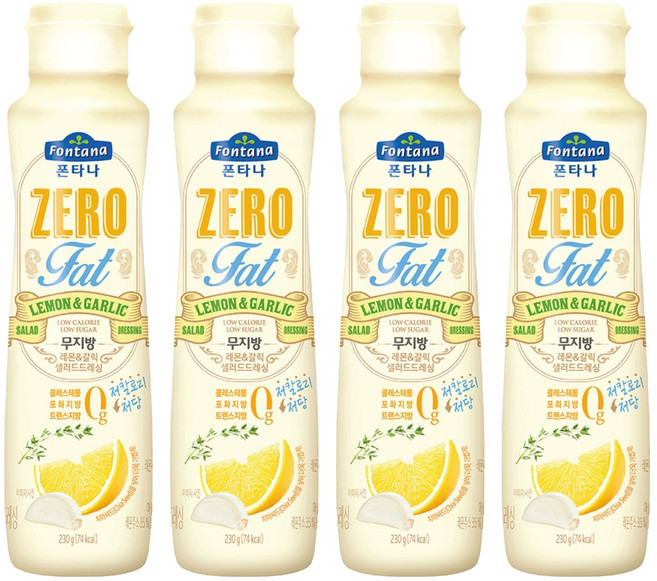 폰타나 저당 저칼로리 무지방 레몬갈릭 드레싱, 230g, 4개