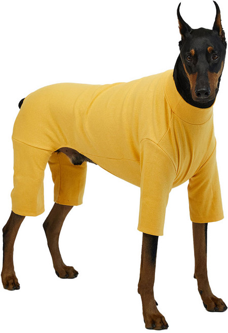 럭키페터 강아지 스탠다드 아이쥐옷 올인원 파자마, 머스타드, 1개