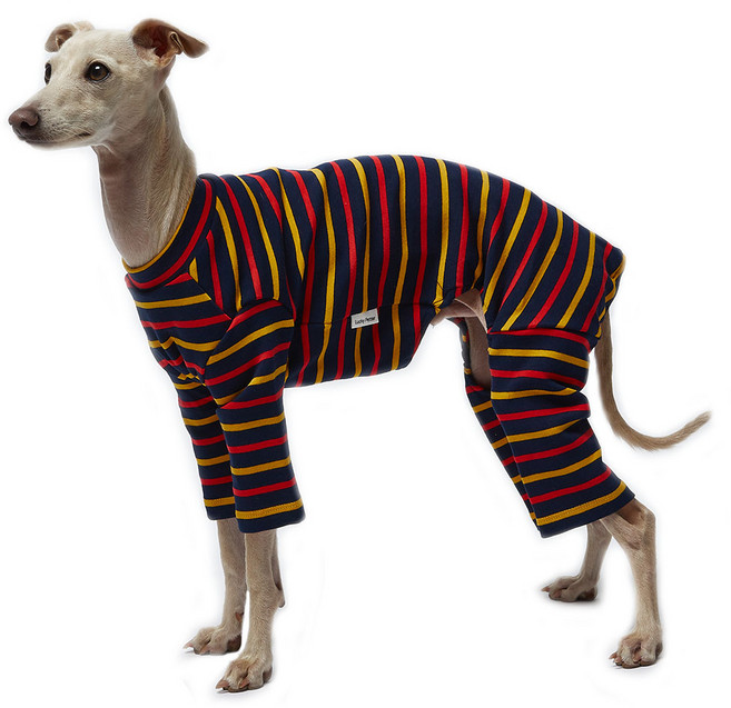 럭키페터 강아지 스트라이프 올인원, 스트라이프네이비, 1개