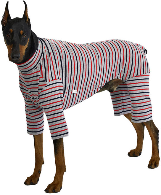 럭키페터 강아지 스트라이프 올인원, 스트라이프그레이, 1개