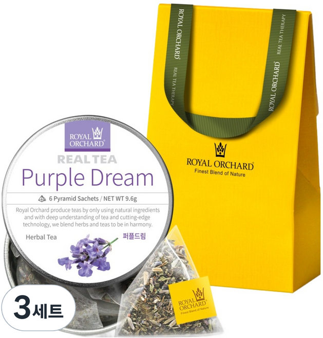 로얄오차드 퍼플드림 실버틴 싱글팩 차 티백 + 기프트박스 선물세트, 티백 6p + 기프트박스, 3개, 1.6g, 6개입