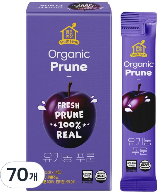 맑은농장 유기농 푸룬주스 스틱, 20g, 70개