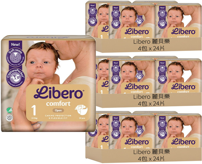 Libero 麗貝樂 Comfort 黏貼型尿布 2~5kg, 第1階段, 288片