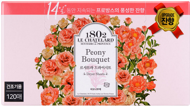 르샤트라1802 드라이 시트 섬유유연제 피오니부케 본품, 120개입, 1개