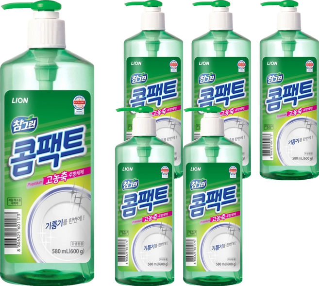 참그린 콤팩트 주방세제 용기, 600g, 6개