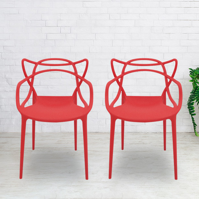 오에이데스크 아트 체어 세트, 레드, 2개