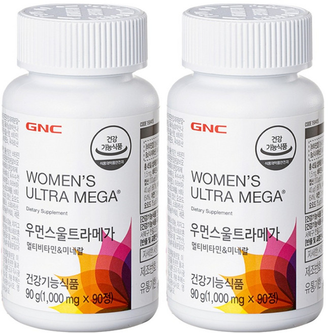 GNC 우먼스 울트라메가 멀티비타민 앤 미네랄, 90정, 2개