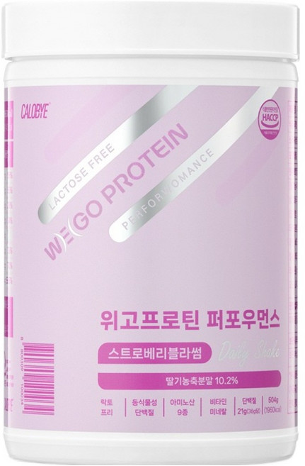 CALOBYE Performance無乳糖蛋白奶昔 草莓花漾風味, 1罐, 504g