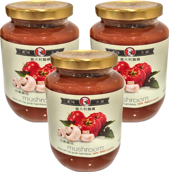 CHEF'S CHOICE 美味大師 義大利麵醬 田園蘑菇, 470g, 3罐