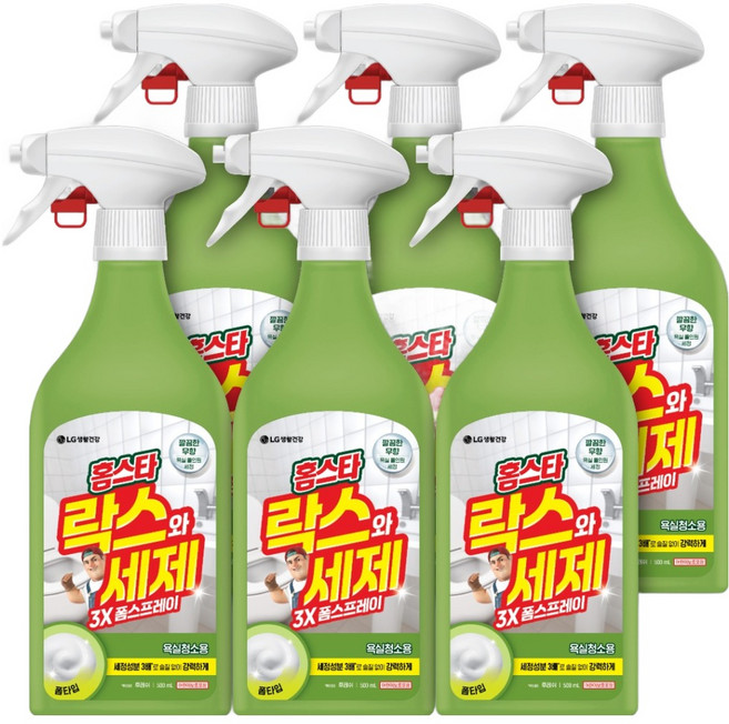 홈스타 락스와 세제 3X 폼스프레이 후레쉬, 500ml, 6개