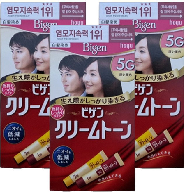 비겐 크림톤 염색제 40g, 5G진한밤색, 3개