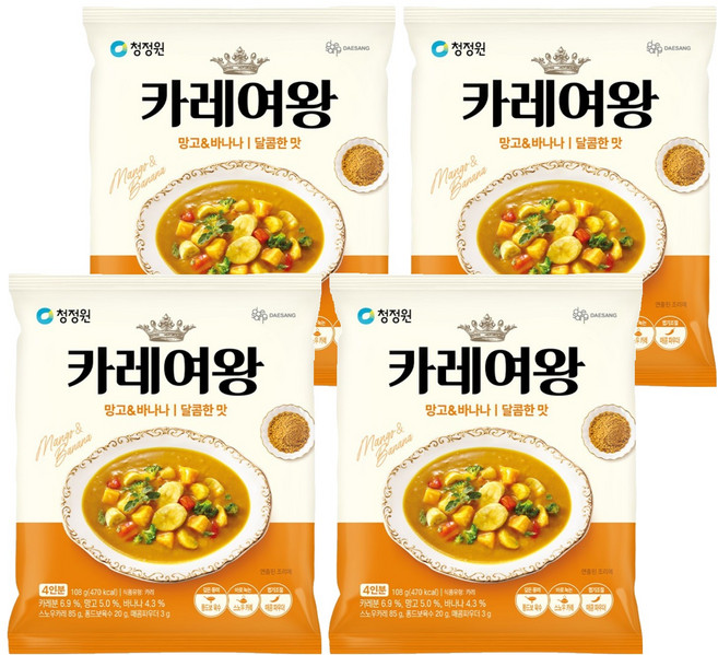 카레여왕 망고 앤 바나나 달콤한맛, 108g, 4개