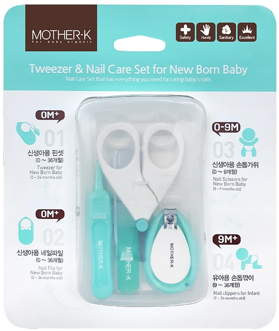 마더케이 영유아 핀셋 네일케어 4종 세트, 민트 + 화이트, 1세트 - 쿠팡
