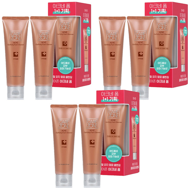 케어존 아크네 클래리파잉 폼 클렌저 더블기획, 130ml, 6개