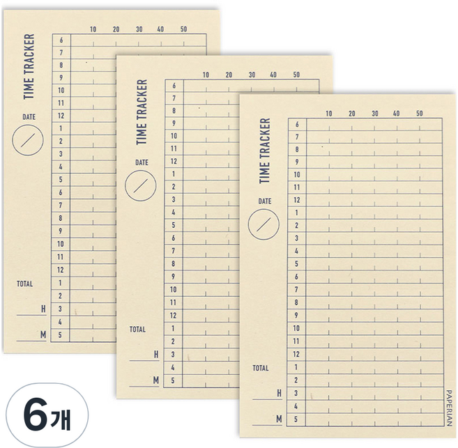 페이퍼리안 메이크어메모 메모패드, 타임트래커, 80매, 6개