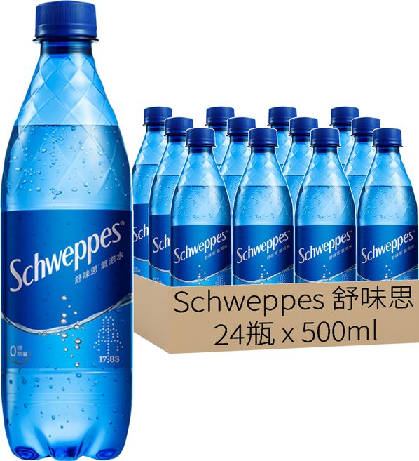 Schweppes 舒味思 氣泡水, 500ml, 24瓶