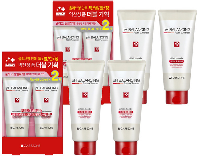 케어존 약산성 클렌징폼, 200ml, 4개