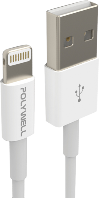 POLYWELL 寶利威爾 Type-A-Lightning 編織充電線 PW15-W45-M902, 0.5m, 灰白色, 1條