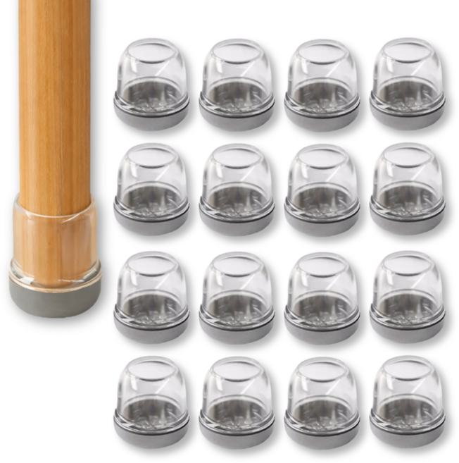 홈르네 먼지없는 소음방지 의자 발커버 원형, 16개, 그레이