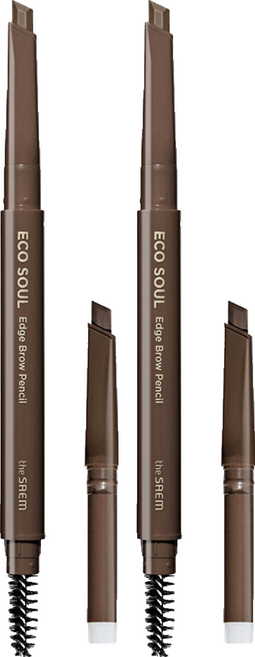 더샘 에코 소울 엣지 브로우 펜슬 + 리필 세트, 02 딥 브라운, 2개