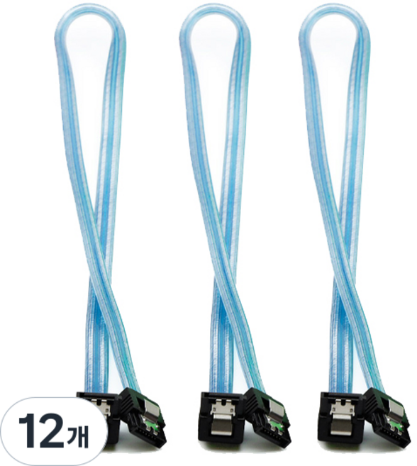 SATA3 6Gb/s L型鎖定連接線 透明藍 ML-S3LLB, 12個, 0.5m