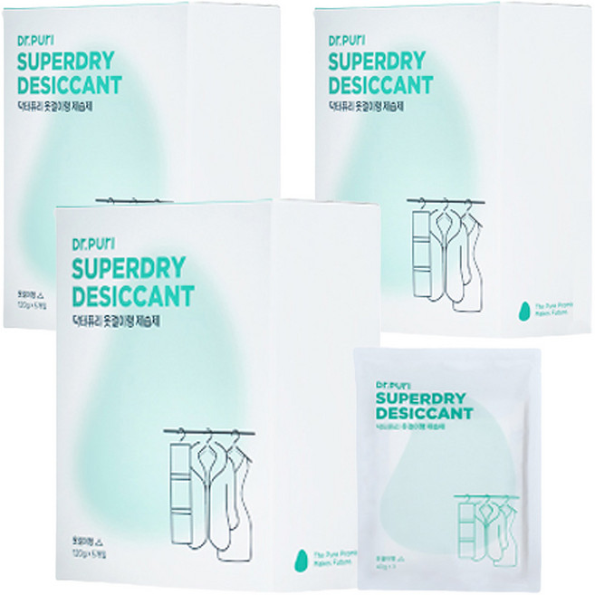 닥터퓨리 슈퍼드라이 옷걸이형 제습제 본품 5개입, 600g, 3개