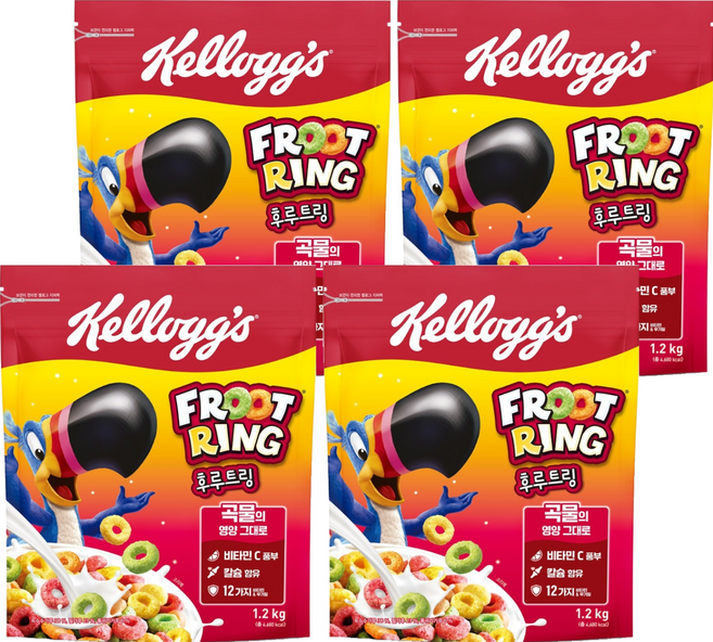 Kellogg's 家樂氏 FROOT RING 香果圈 香果圈麥片, 1.2kg, 4包