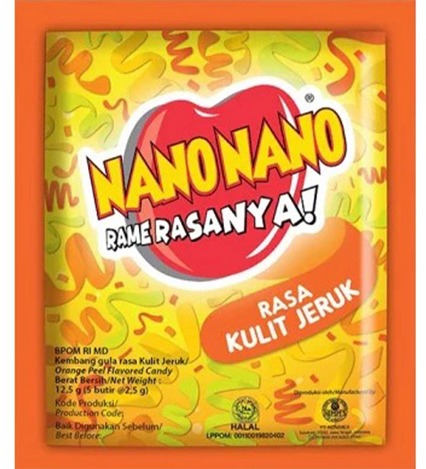 NANO NANO RASA KULIT JERUK 橘子風味糖果 Set 30, 375g, 1包