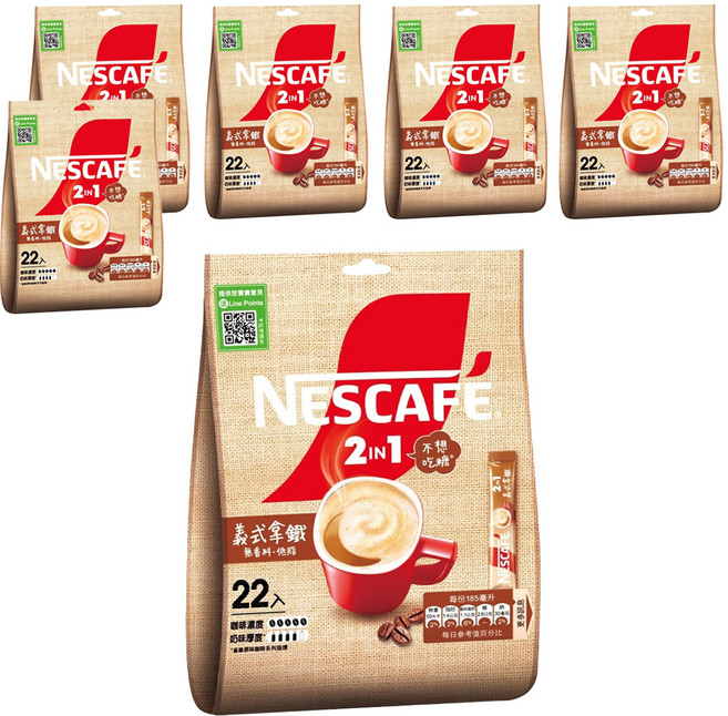 NESCAFE 雀巢咖啡 二合一 義式拿鐵, 12g, 22入, 6袋