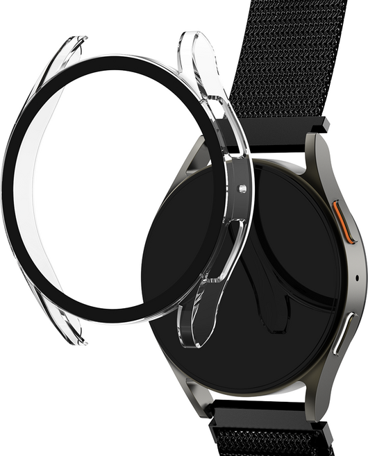 요거 갤럭시워치 풀커버 액정보호필름 강화유리 케이스, 투명, 1개