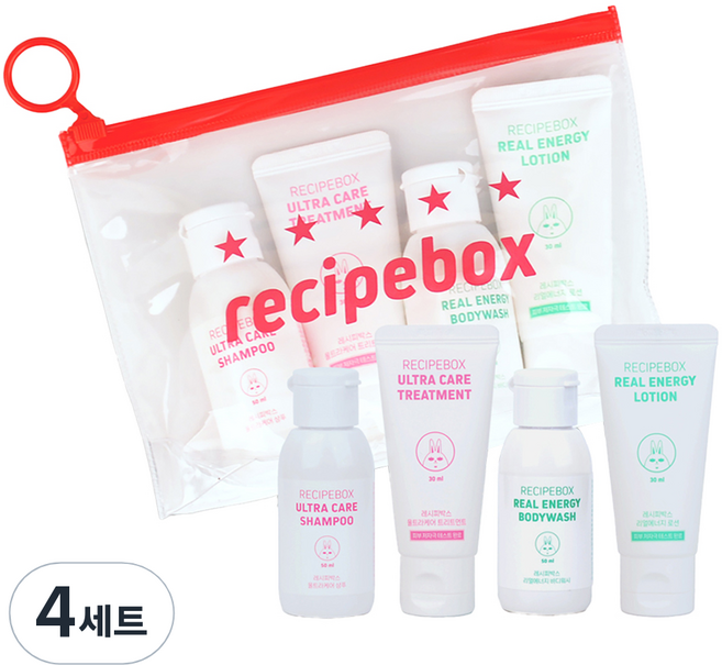 레시피박스 어린이 여행용 화장품 파우치 세트, 4세트