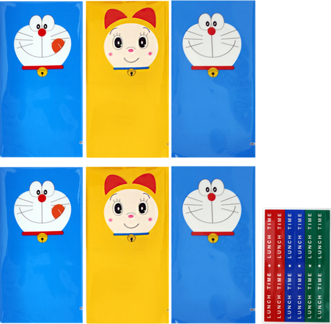 BANDAI 哆啦A夢飯團包裝紙 6枚入 (3種x各2張) 附束口貼, 1包