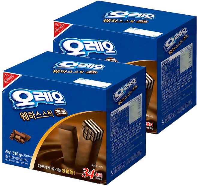 오레오 웨하스스틱 초코, 510g, 2개
